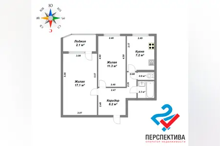 2-комнатная 49.1 м² Притыцкого